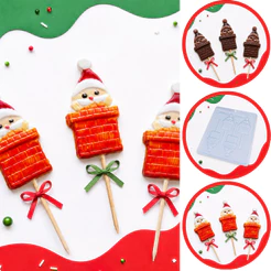 1~10 Forma Simples PIRULITO PAPAI NOEL CHAMINÉ 187 (D1) em Acetato BWB Para Bombom e Doces. (CHOCO)