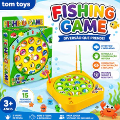 Brinquedo Pescaria Infantil Jogo Pega Peixe com 15 Peixes Coloridos Diversão Crianças