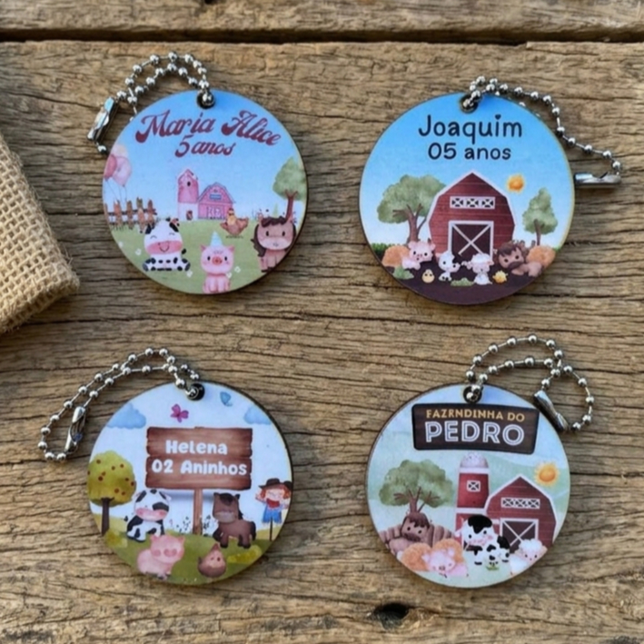 Lembrancinha Fazendinha Personalizada Chaveiro MDF Festa Infantil Menino Menina Fazendinha Baby Kits Aniversário