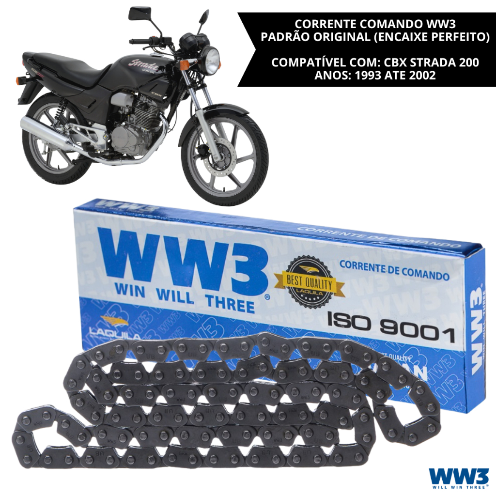 Corrente De Comando Honda Cbx 200 Strada Xr 200 Nx 200 102 Elos Ww3 Alta Qualidade