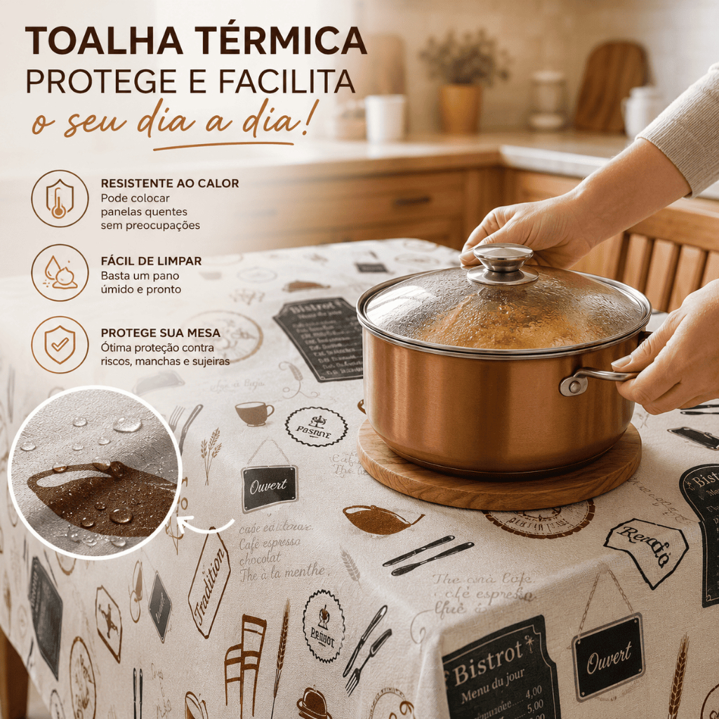 Toalha Mesa Plástico Térmica PVC com Forro Impermeável Antiderrapante Lavável Diversas Cores