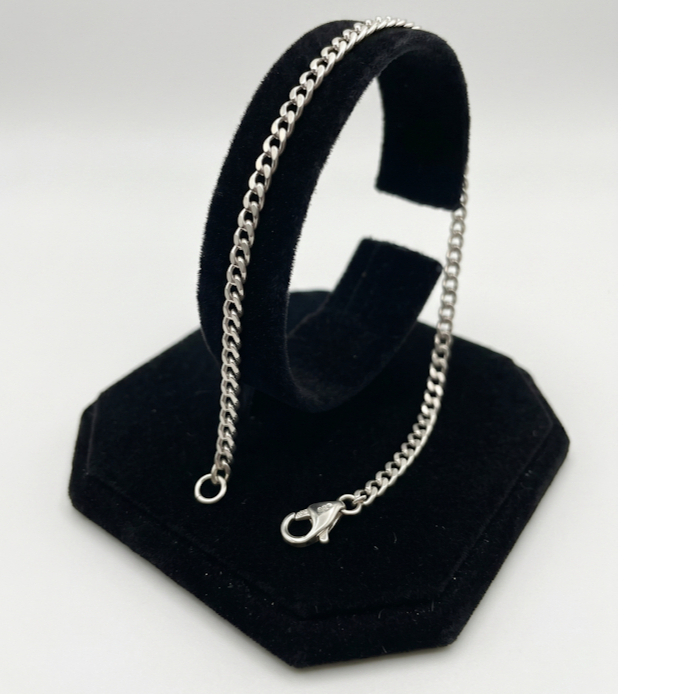Pulseira Masculina Unissex em Aço Inox 316L  cor Prata 5mm | 20,5cm