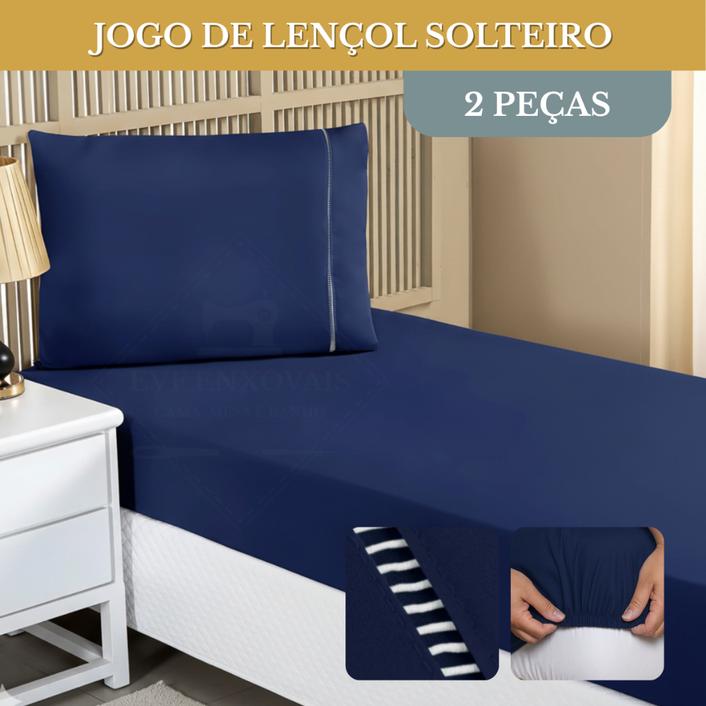 Jogo De Lencol Solteiro 2 Pecas Micropercal 400 Fios Toque Macio Fronha Ponto Palito Elastico Conforto Premium