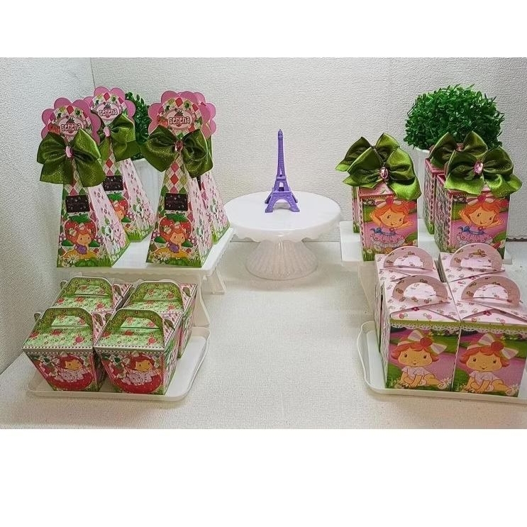 Caixinhas  Moranguinho - PEGUE E MONTE - kit festa lembrancinhas aniversario decoração personalizados