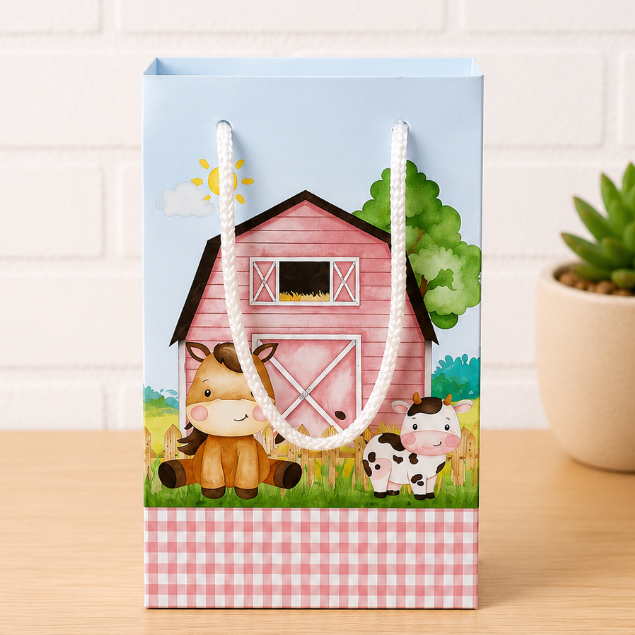 Sacolinha Personalizada Fazendinha Rosa Menina, Lembrancinha Personalizada Fazendinha Rosa, Bolsinha -  PEGUE E MONTE