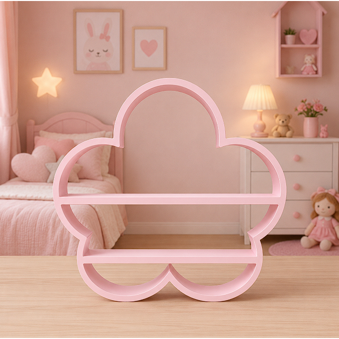 Prateleira Flor Infantil Decorativa – Organizador Quarto infantil menina - nicho flor com prateleira -organizador quarto