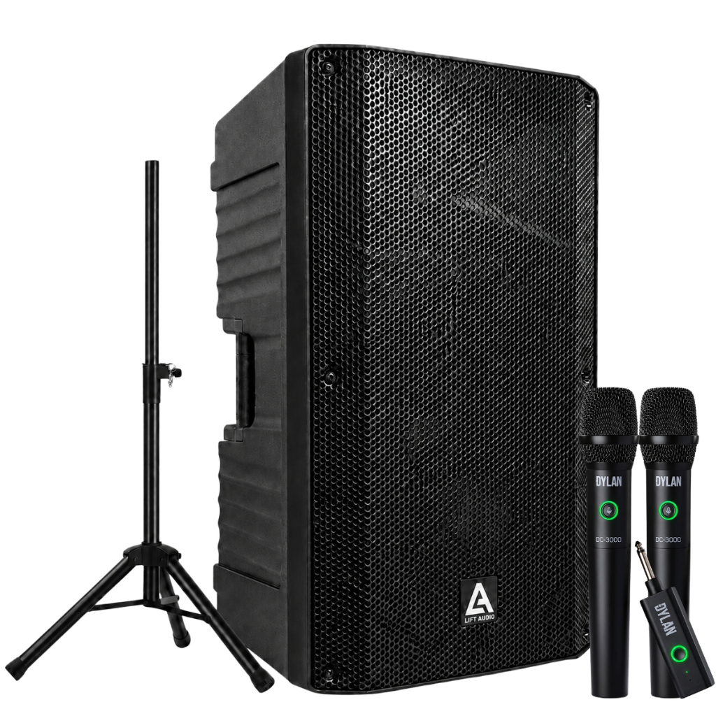 Kit Caixa De Som Acustica Lift Audio LSA-15 Amplificada Bluetooth + Microfone Sem Fio
