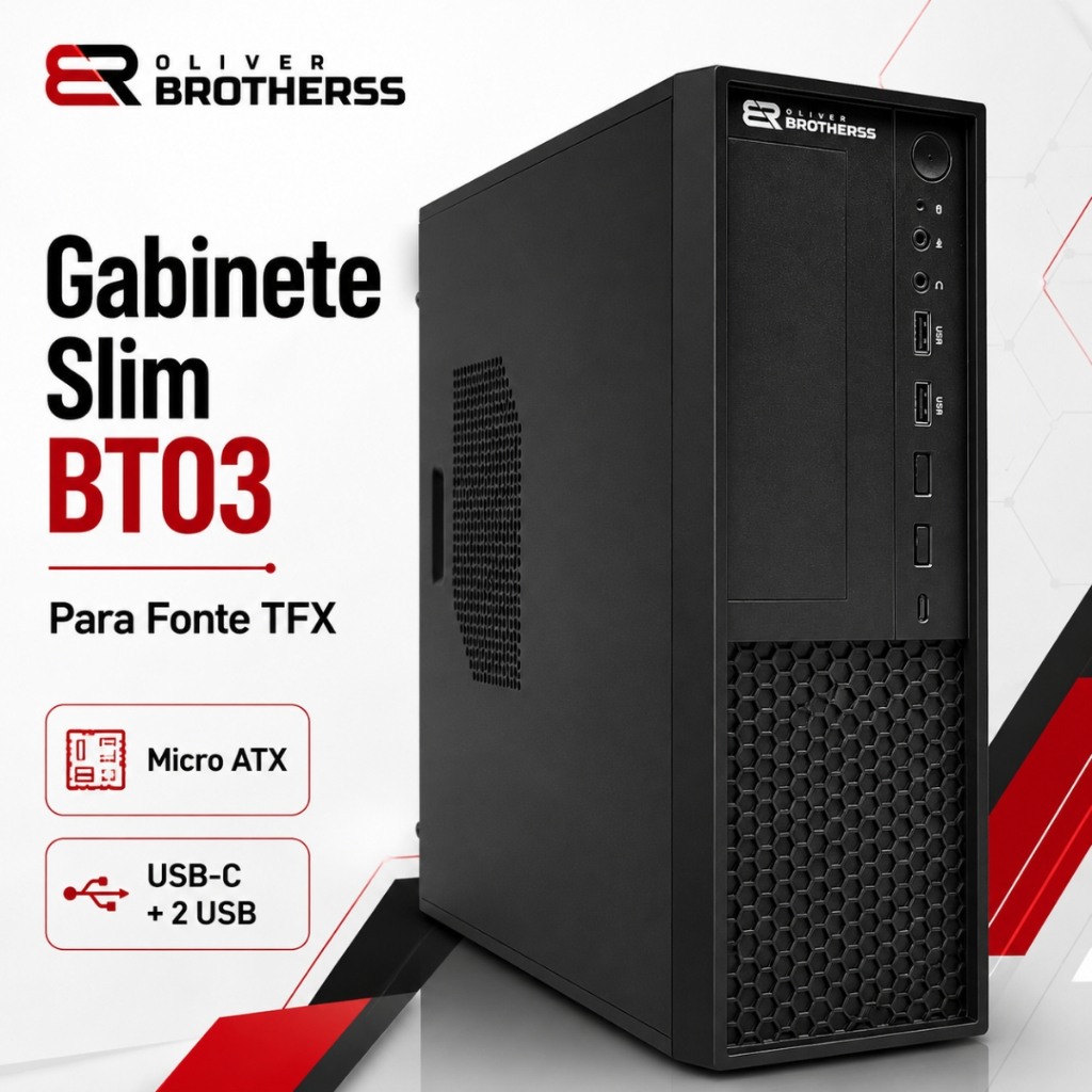 Gabinete Para Dell HP e Lenovo para Fonte TFX Slim Escritório Office Micro Atx Bt03 Brotherss