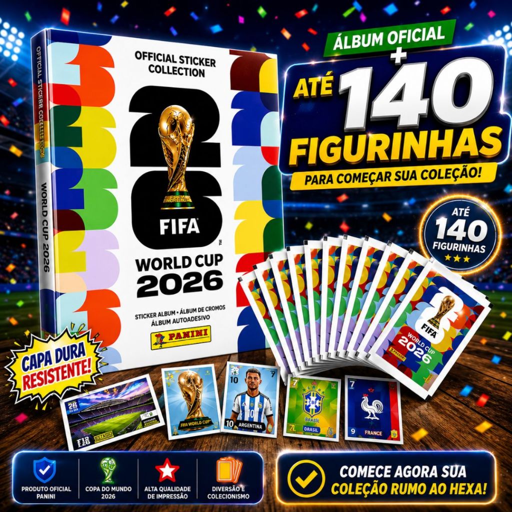 Album Copa do Mundo Capa Dura Oficial + 70/140 Figurinhas  - Pronta Entrega