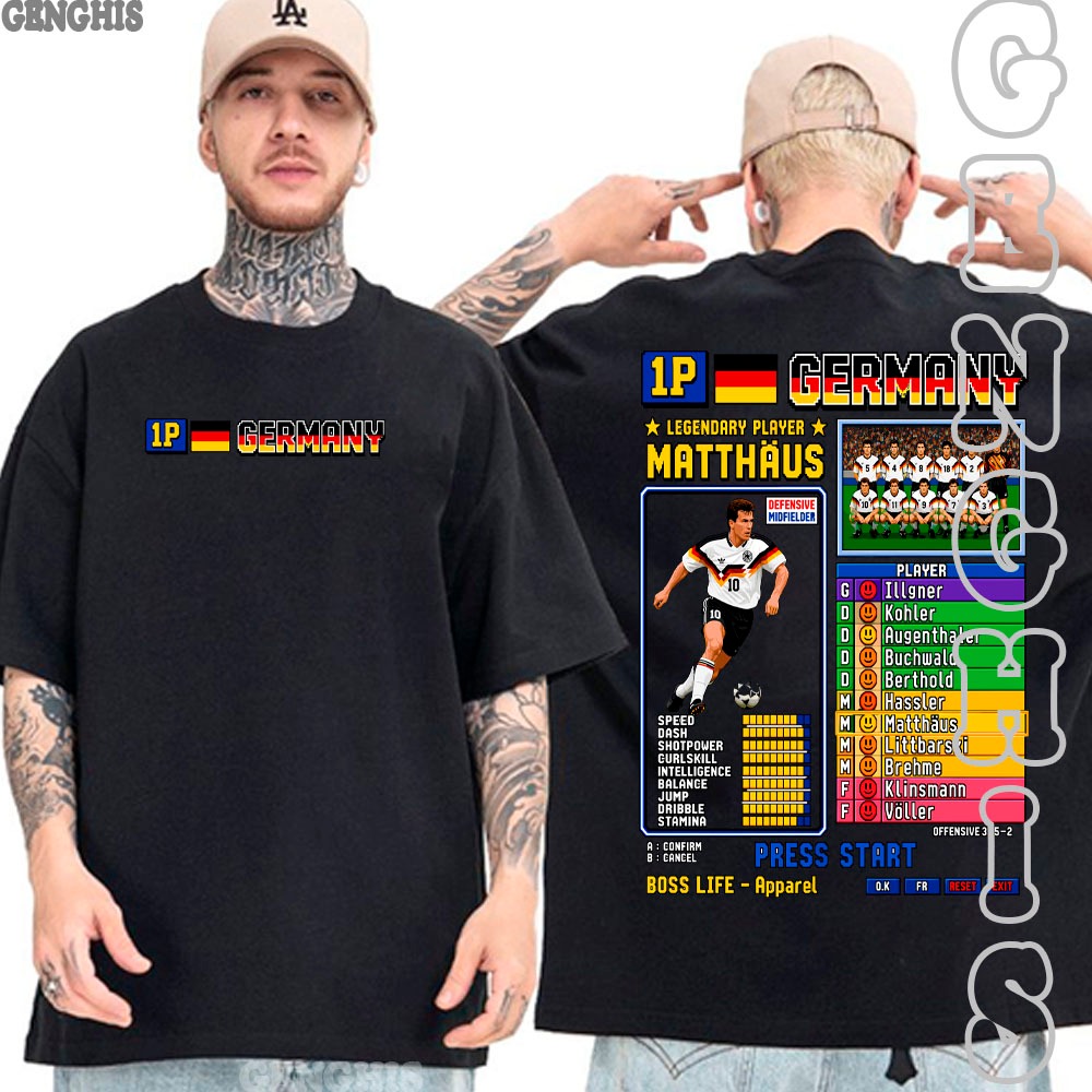 Camiseta Futebol Video Game Vintage Alemanha Germany  Camisa Basica Oversized Plus Size Unissex Algodão