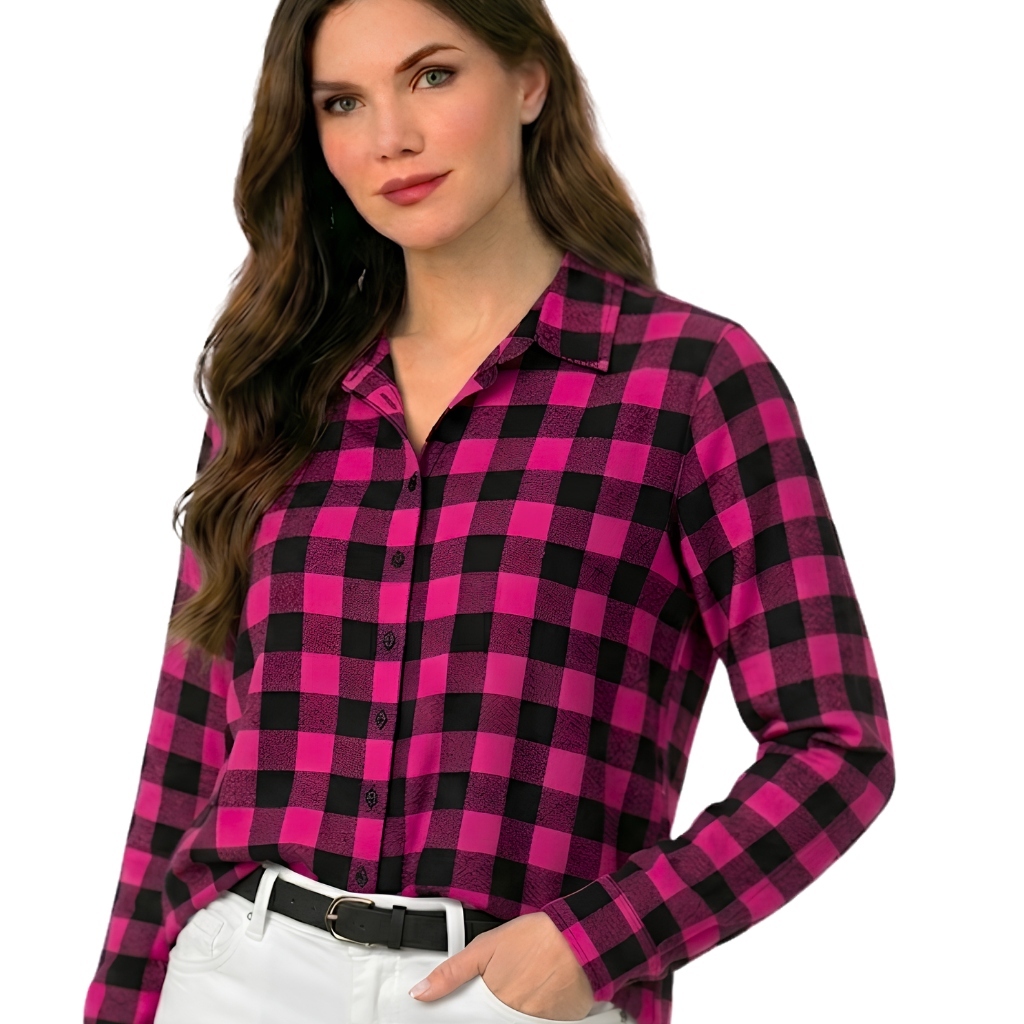 Camisa Feminina Xadrez Festa Junina São João Blusa Manga Longa Botão Look Quadrilha Lançamento