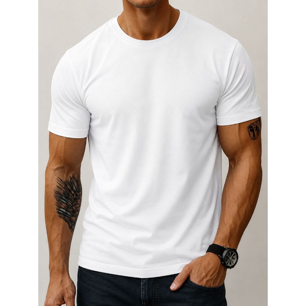 Kit camisetas brancas masculinas básicas 100%algodão premium sem estampa casual dia a dia nao encolhe