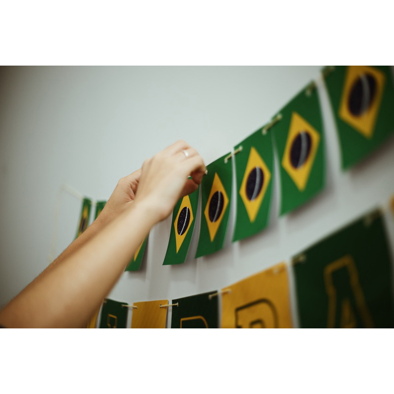 Varal da 20 Bandeiras do Brasil + Varal “VAI BRASIL” Decoração COPA DO MUNDO 2026