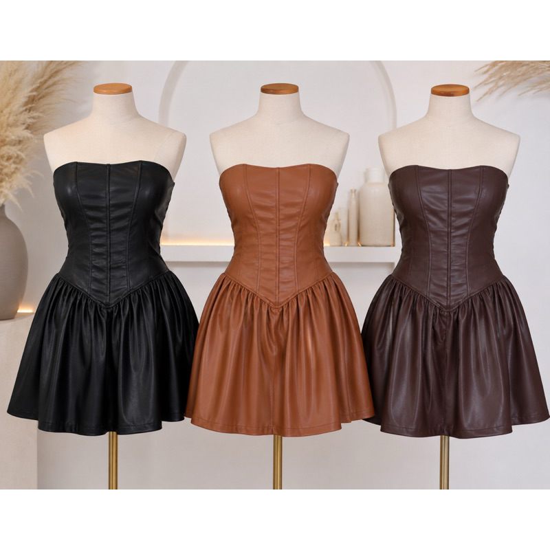 Vestido Feminino Couro Corset Elegante Balada Festa Inverno junino festejos country Ana Castela junho look Julia