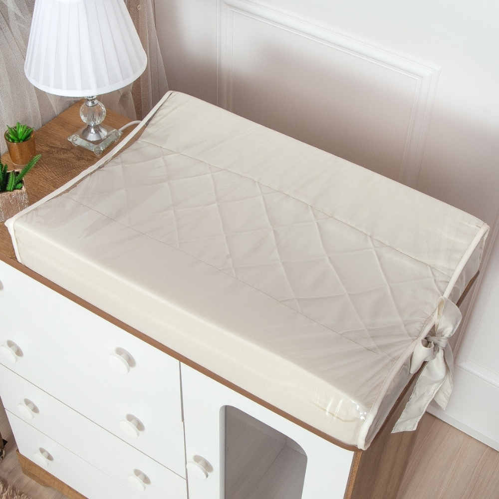 Trocador De Cômoda Americano Com Capa Plastificada Impermeável Anatômico Grande Seguro Para O Bebê