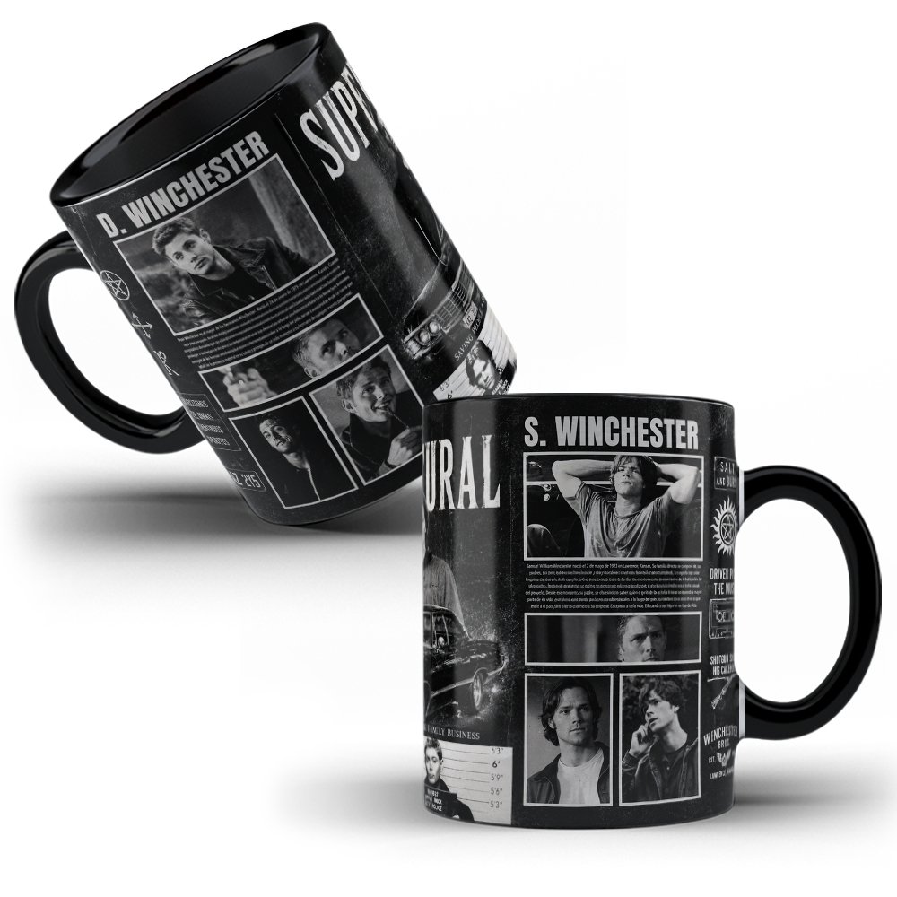 Caneca Porcelana Personalizada Sobrenatural Winchester Dean e Sam Supernatural