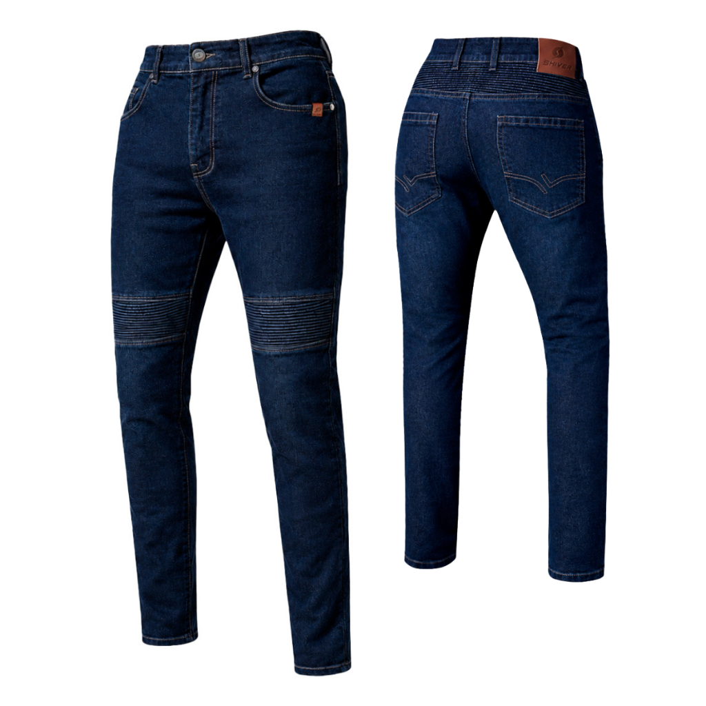 Calça Jeans Azul de Moto Feminina Shiver Tech Com Kevlar Proteção Joelho Moto Com Elastano Do 36 38 40 42 P M G GG