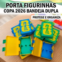 Porta Figurinhas da Copa várias cores | Caixinha de Figurinhas de Futebol | Estojo para Guardar Figurinhas Bandeja Dupla