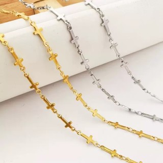 Colar Cruz Minimalista em Aço Inoxidável 60cm + Pulseira 20cm Masculino/Feminino