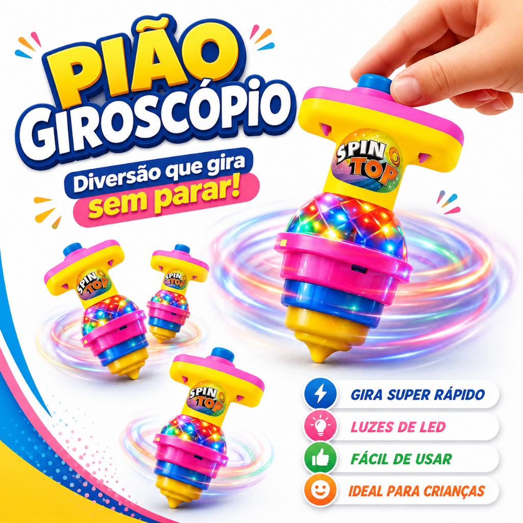 Kit 2/5/10/15 Pião Giroscópio Brinquedo Infantil Brincadeira Criança Lembrancinhas Presente
