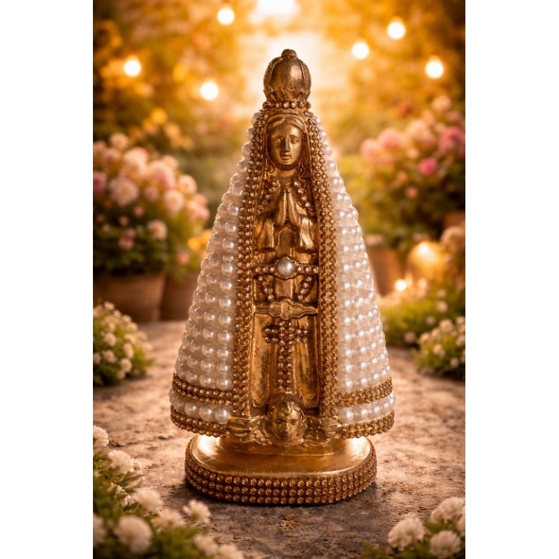 Nossa Senhora Aparecida Dourada de 20 cm # Imagem de nossa senhora aparecida