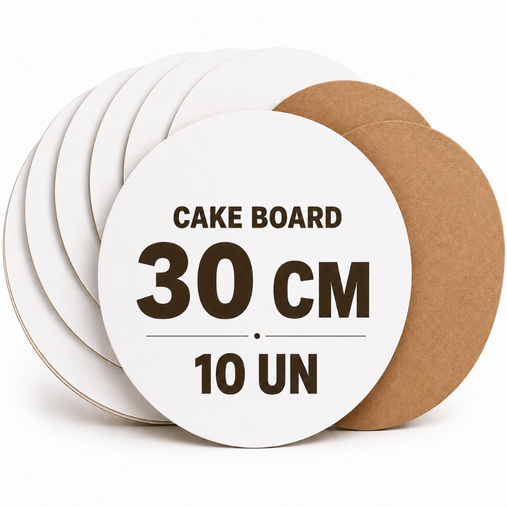 Kit 10 Cake Boards MDF Cru 30cm 3mm Base Bolo Confeitaria Corte a Laser Resistente Personalizável Rápido
