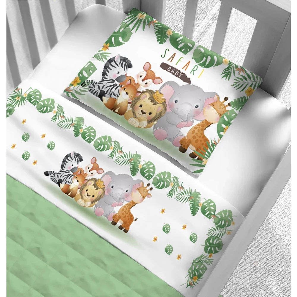 Kit Lençol para Berço Padrão 3 Peças Infantil com Fronha e Lençol de Elástico
