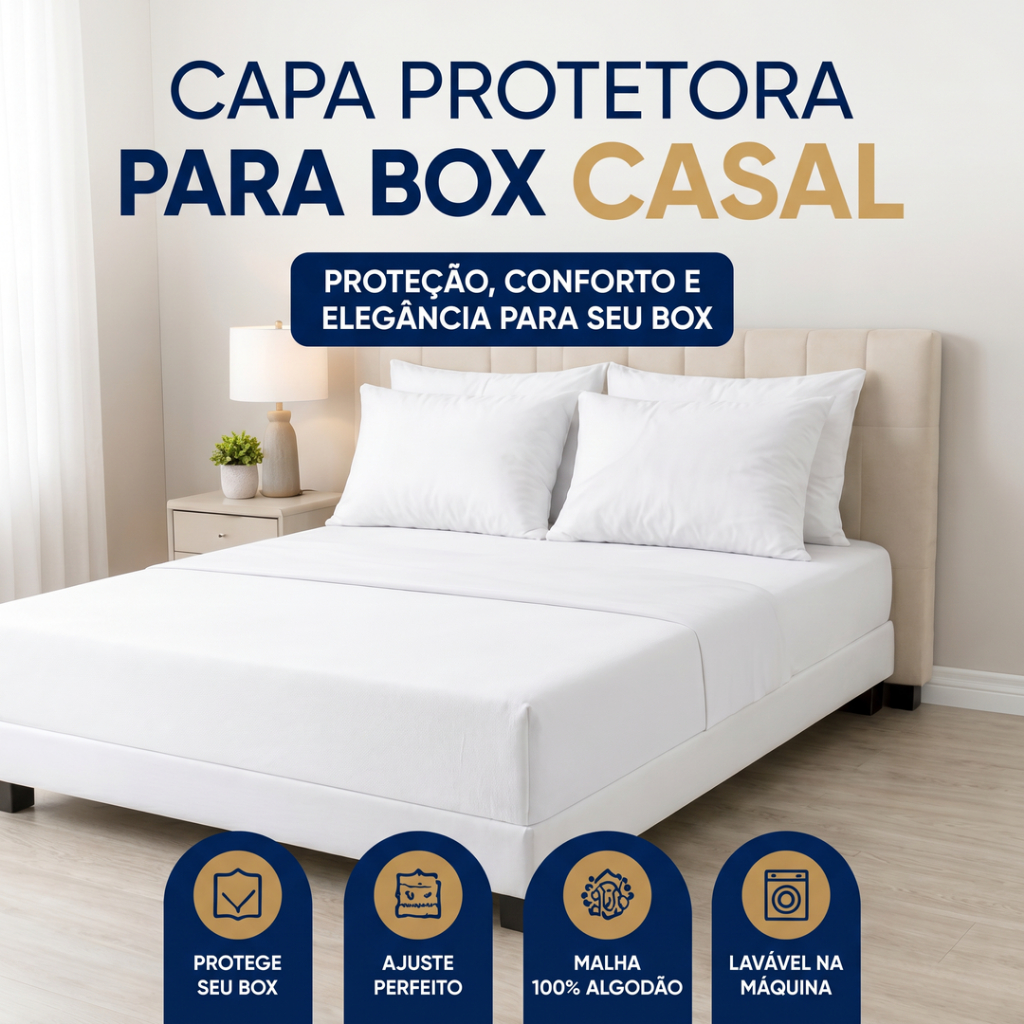 Capa Protetora Saia Para Box Casal Malha 100% Algodão Fit box Sulbrasil