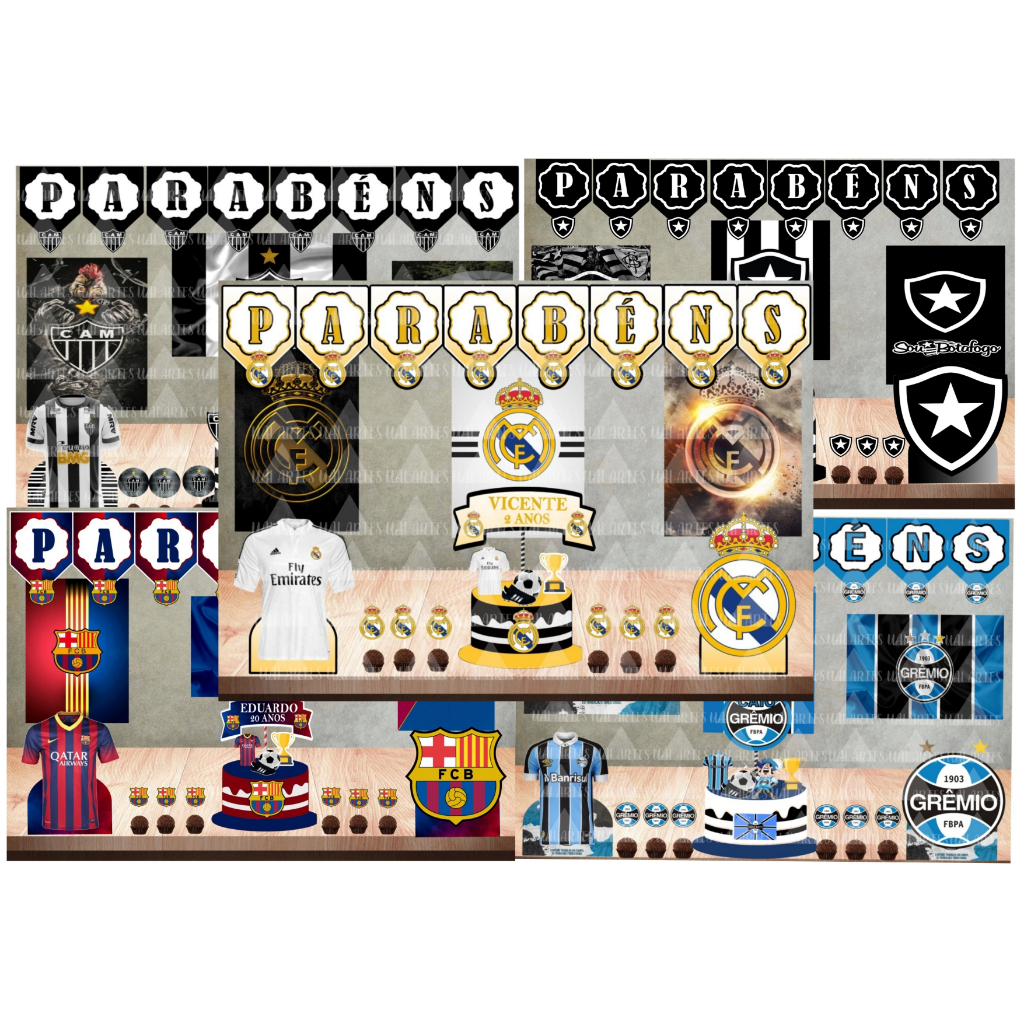 Kit Festa Time Futebol Menino Só um Bolinho Escolher seu Tema Vasco - Inter - São Paulo - Atlético Mg- Cruzeiro