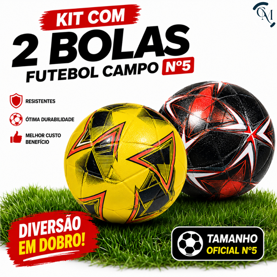 Kit 2 Bolas De Futebol Campo Número 5 Infantil Juvenil  Adulto Treino