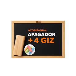 Lousa Grande Quadro Negro de Giz 100X70 Escolar Moldura em Madeira Acompanha Giz e Apagador