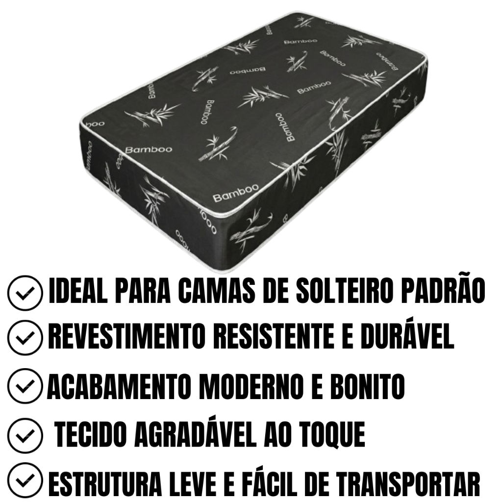Colchão Solteiro 188 x 88 x 12 cm D20 Estampado Preto – Conforto e Estilo para Seu Quarto Envio Imediato — imagem 2 de 2