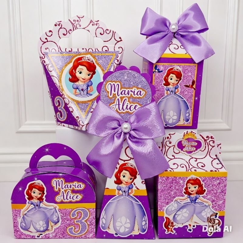 KIT PEGUE E MONTE - PERSONALIZADOS PRINCESA SOFIA, CAIXINHAS PERSONALIZADAS PRINCESA SOFIA, LEMBRANCINHAS PERSONALIZADAS