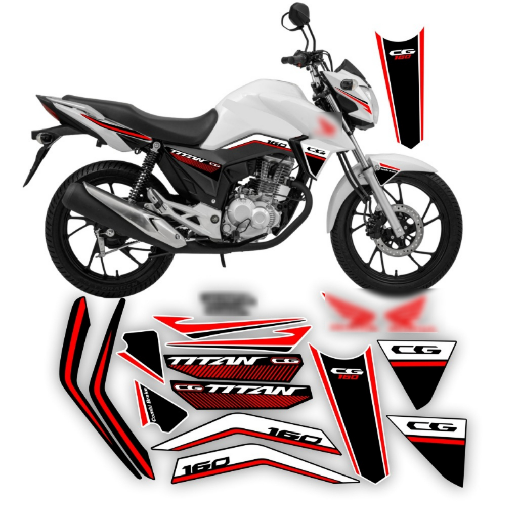 Kit Adesivos Compatível Com Cg Titan 160 2016 A 2021 Modelo 23 Branca Laminado