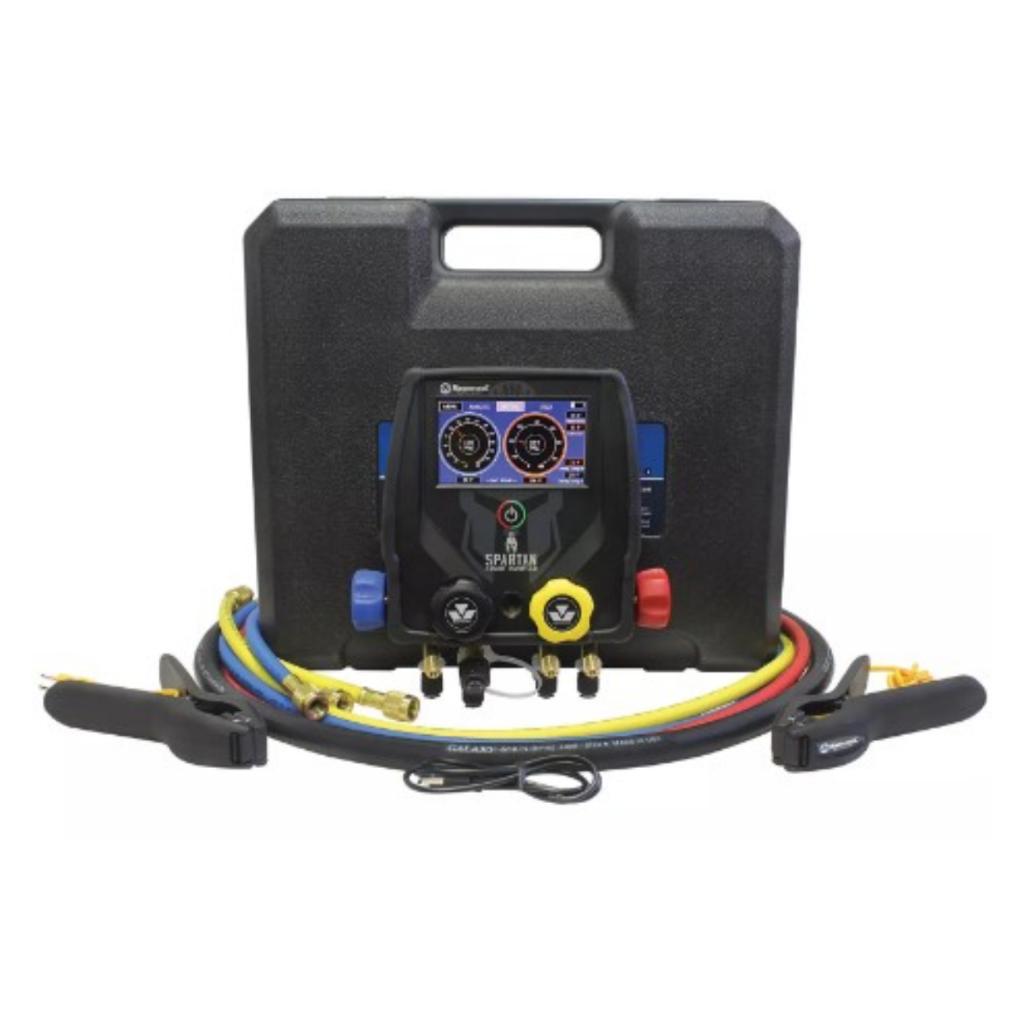 Manifold Digital 4 Vias Mastercool Spartan 99946-BT-2BVE para Refrigeração e Ar Condicionado c/ Mangueiras Registro Bola