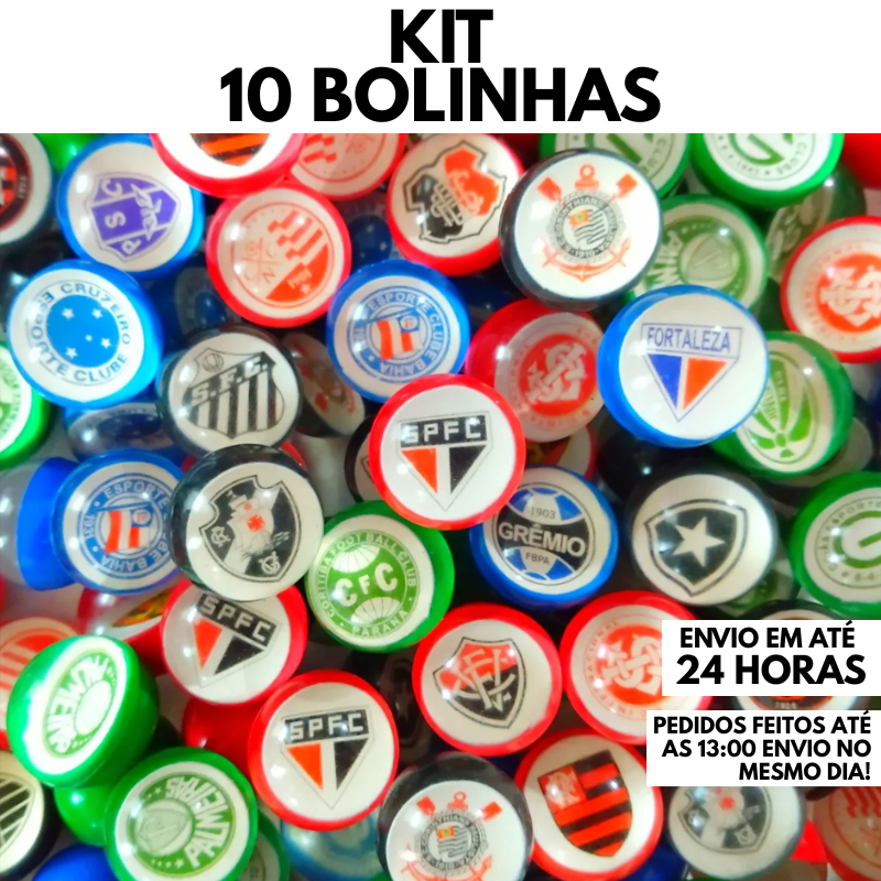Kit 10 Bolinhas 27mm Pula Pula Times de Futebol Brasileiro Festa Brinquedo Infantil