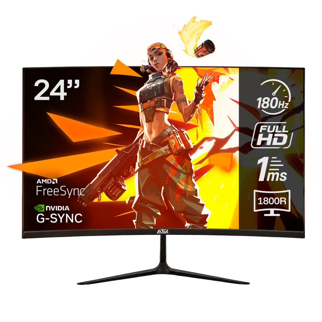 Monitor Gamer Curvo 23,8" Full HD 180Hz 1ms VA com FreeSync e G-Sync HDMI/DisplayPort Alto-falante
