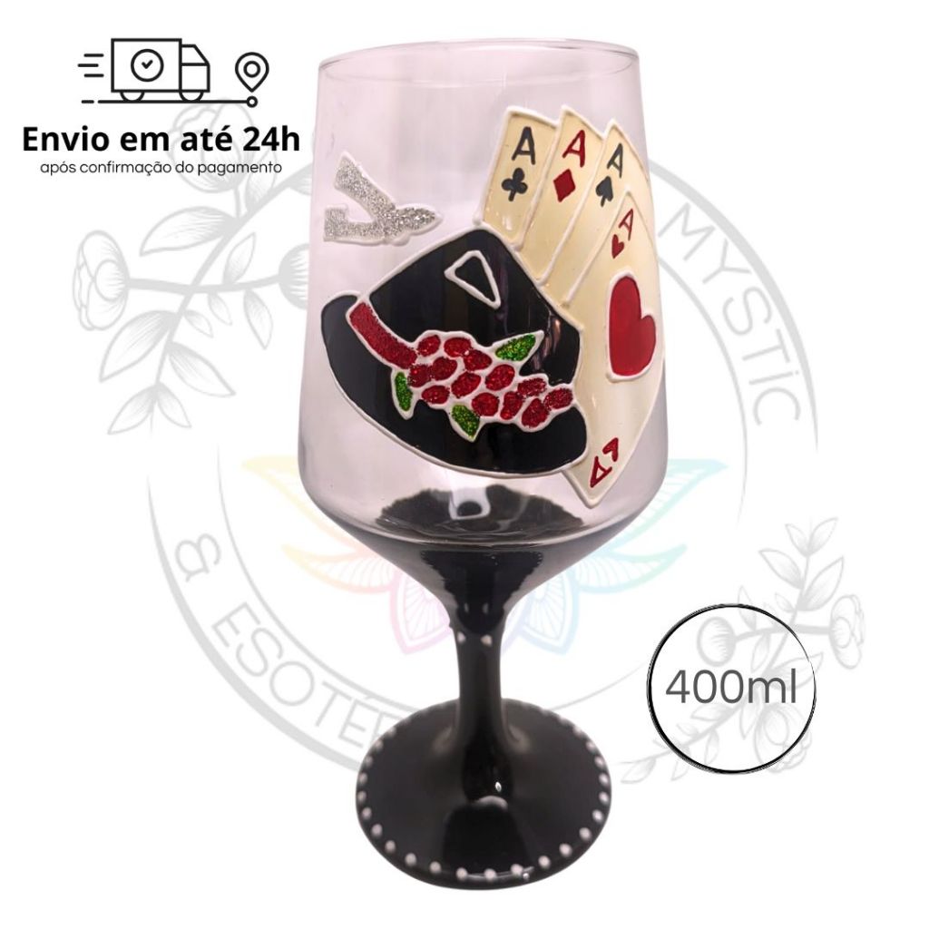 Taça Maria Navalha Chapéu Negra e Vermelha Malandra 400ml - Umbanda Candomblé Malandragem
