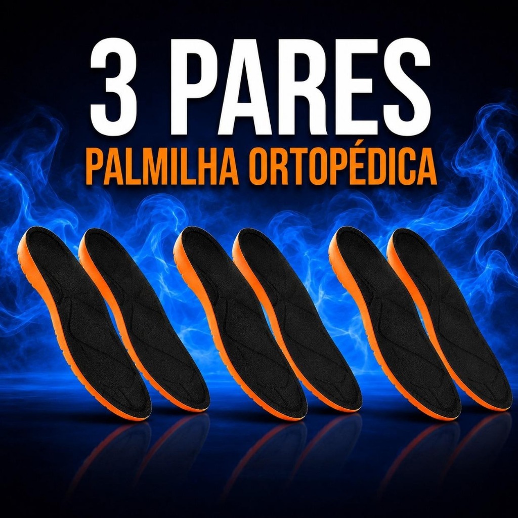 Kit 3 Pares Palmilha Ortopédica Em Gel Anatômica Anti Impacto Para Dores Nos Pés