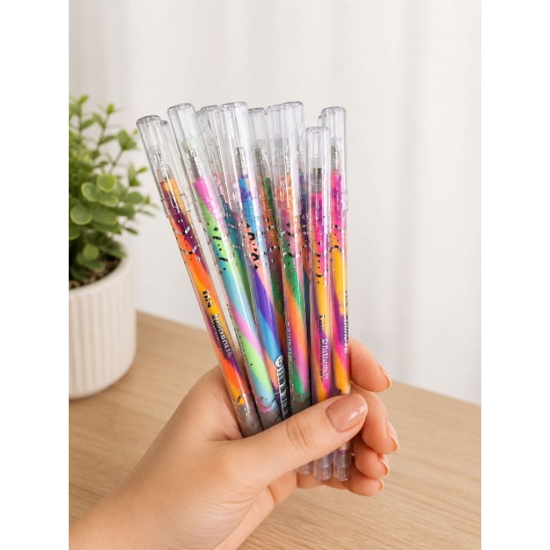 Caneta Gel TRIS Rainbow 1.0 Escrita Colorida com Glitter e Efeito Arco-Íris