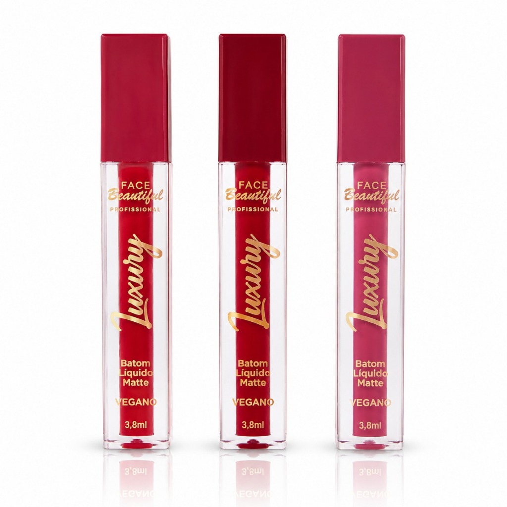 Batom Líquido Matte Vegano Linha Luxury Face Beautiful 3,8ml