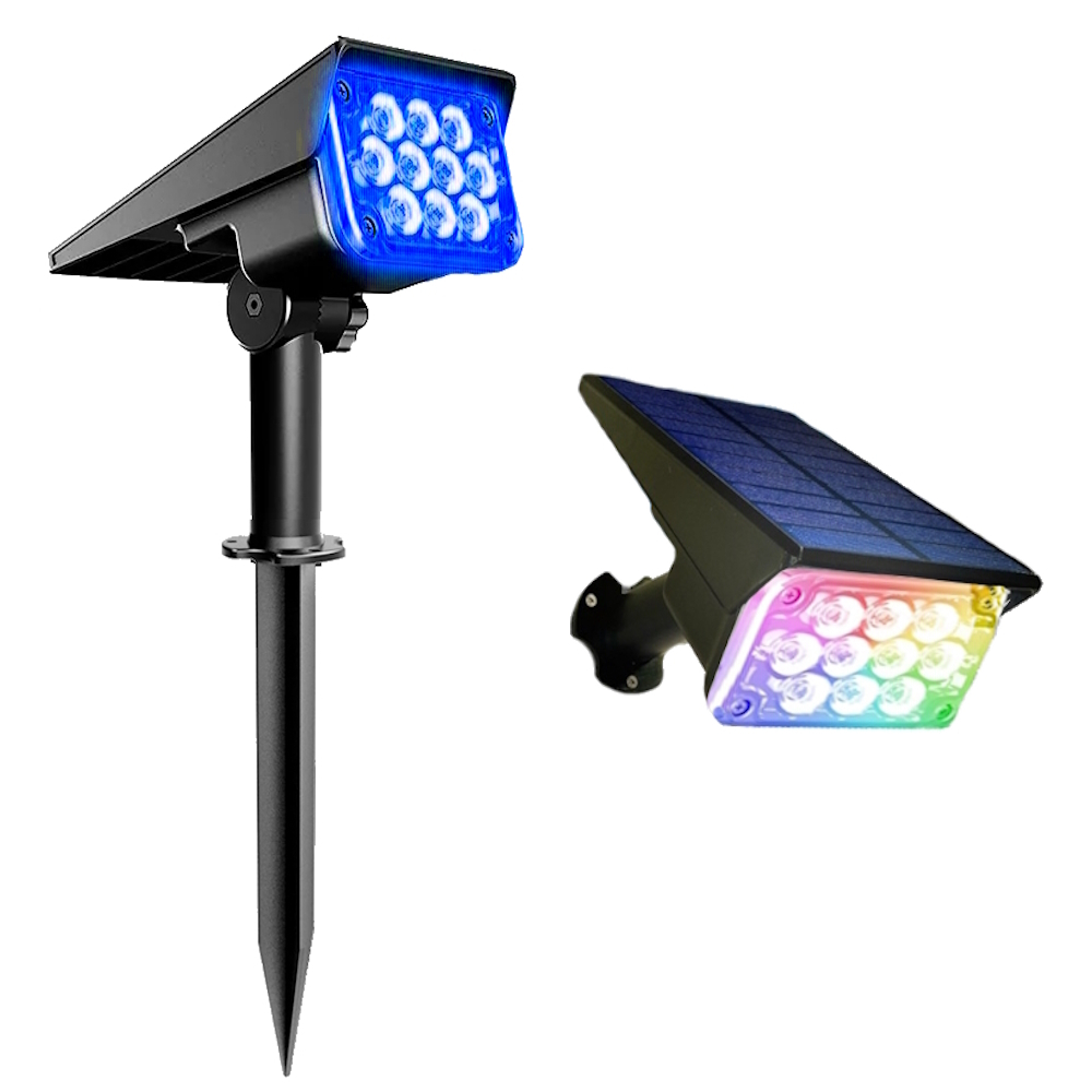 Refletor Solar Ecoforce 10 Leds 200x Colorida Verde Vermelha Azul Amarela Branca Spot Jardim Luminárias