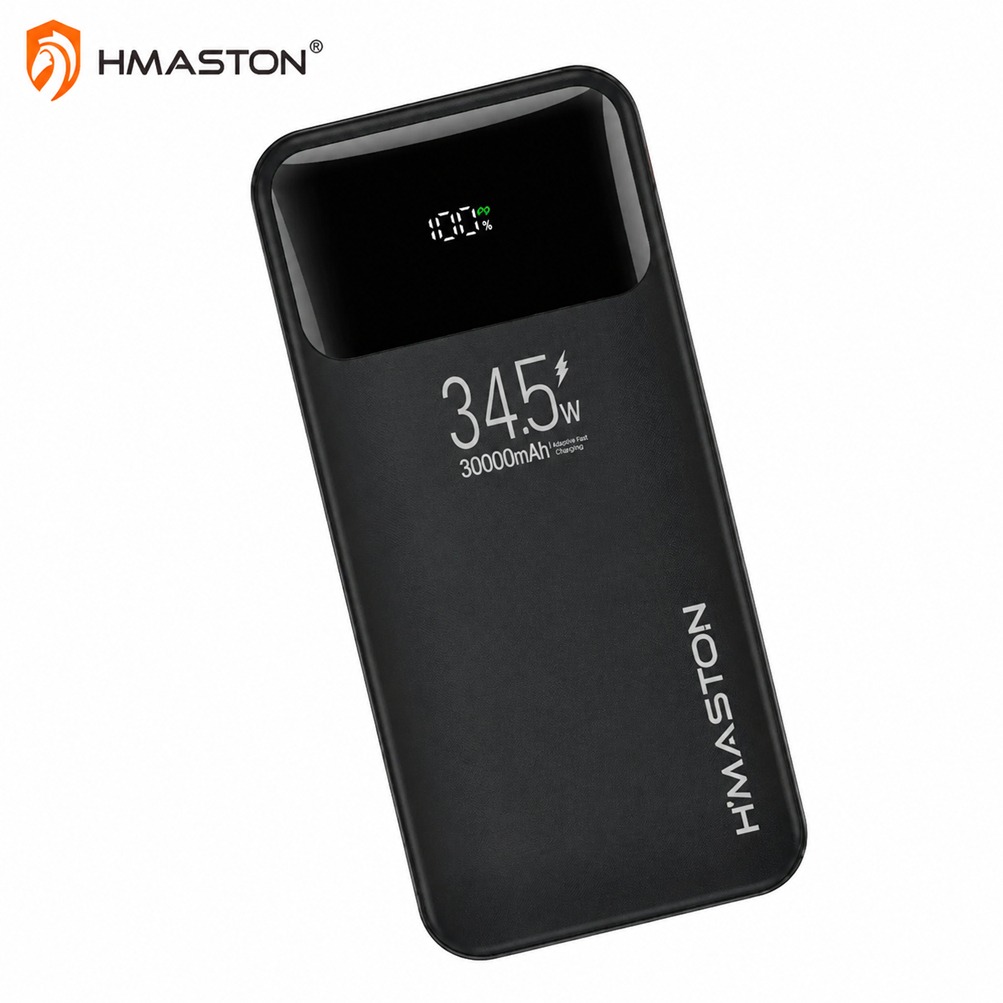 Power Bank 30000mAh H'maston YD-57 34.5W Rápido | Certificado Anatel Carregador Portátil com Display Digital para Viagem