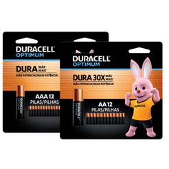 Kit Duracell Optimum Com 12 Pilhas AA e 12 Pilhas AAA