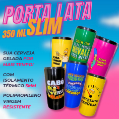 Kit 6 Porta Lata Slim 350ml Suporte Lata Fina Cerveja Sleek térmico