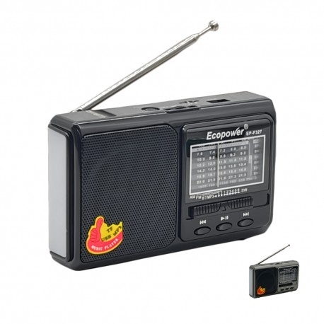 Compatível Rádio Ecopower EP-F327 Mp3 SD Bluetooth 8 Rádio AM, FM e SW (Ondas Curtas) Bateria 18650