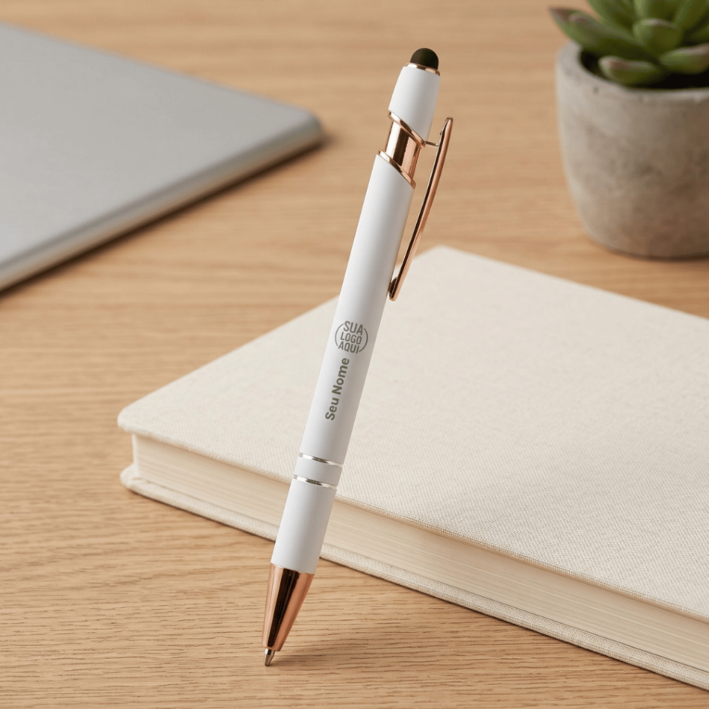 Caneta Esferográfica Metal Touch Personalizado Com Nome ou Logo Elegante Acionamento Clean Macia