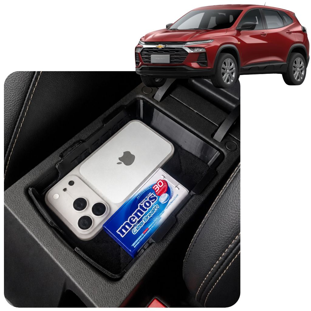 Organizador Console Apoio de Braço Porta Objetos GM Tracker Bandeja Interna Antirruído