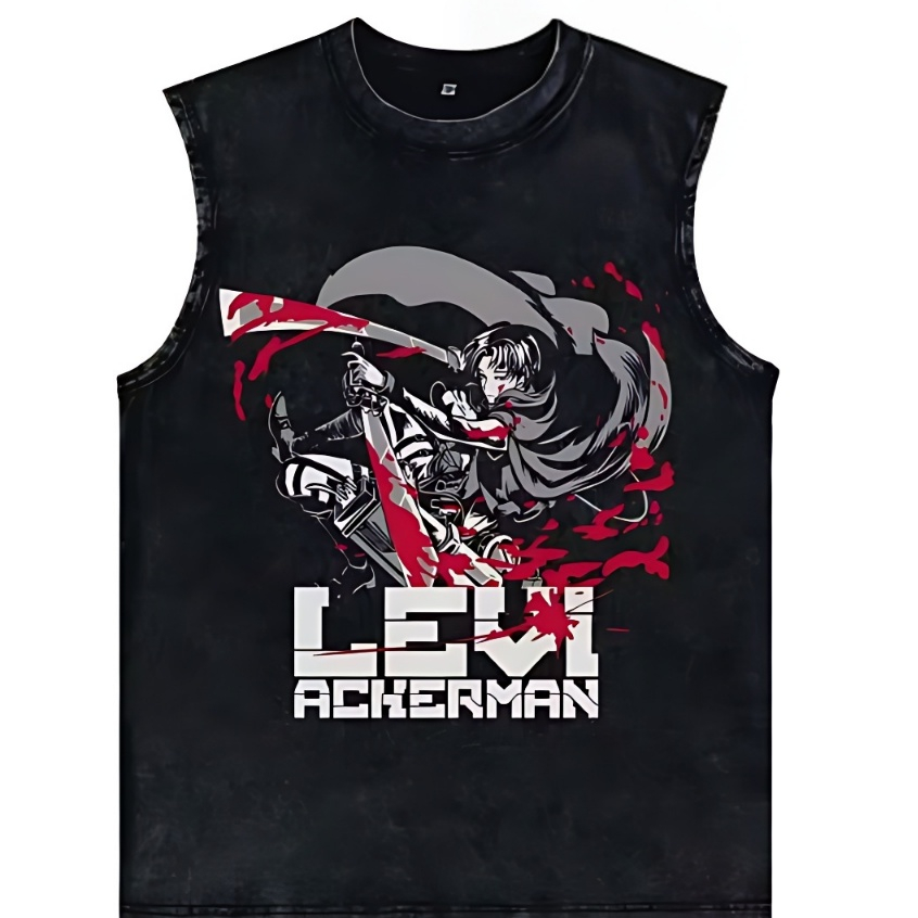 Camiseta Regata Machão Attack On Titan Levi O Soldado Mais Forte da Humanidade Algodão Masculino Camisa Cavada A