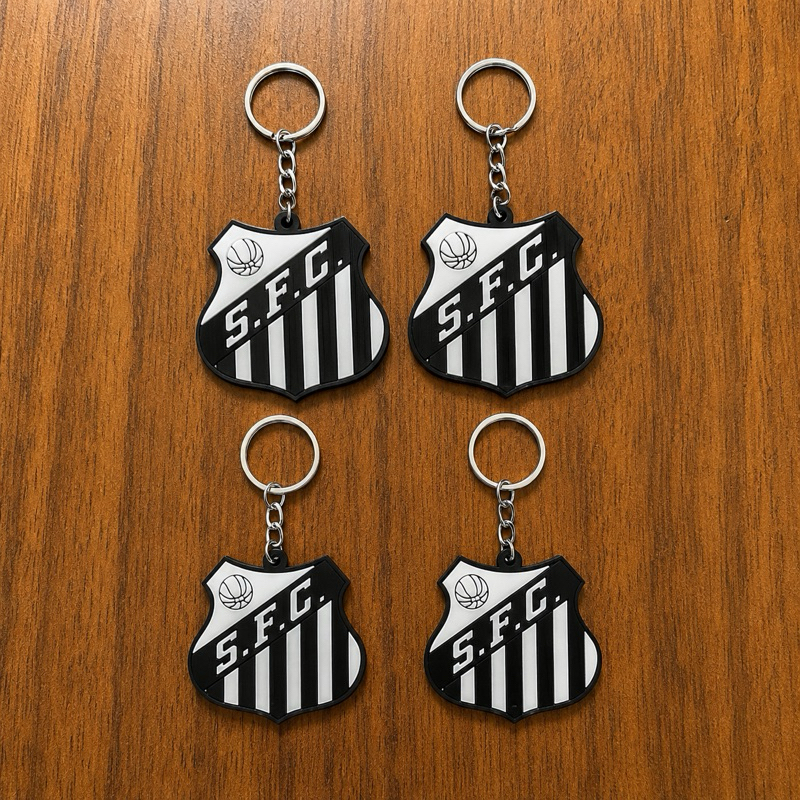 Kit 4 Chaveiros Santos FC Escudo Time Futebol Em Impressão 3D